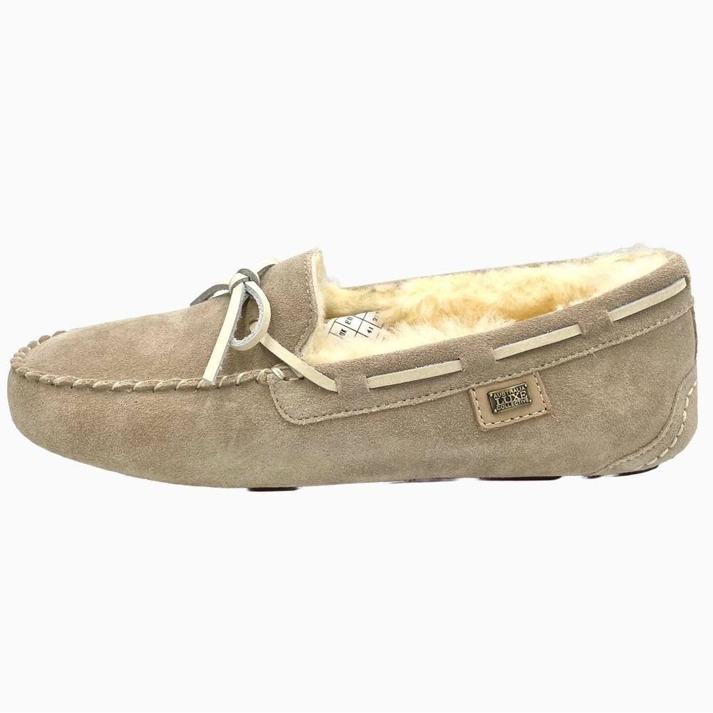 Australia Luxe Collective Prost Slippers 10 Beige Shearling Moccasin NWOB - Picture 2 of 11